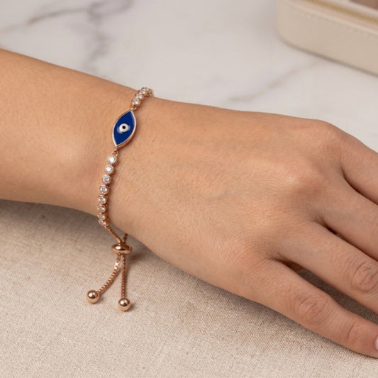 Rose Gold Evil Eye Tennis Slider
