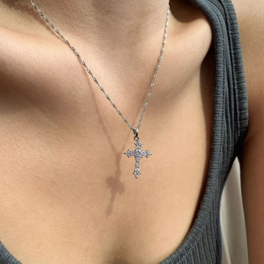 Inlay Cross Pendant Necklace