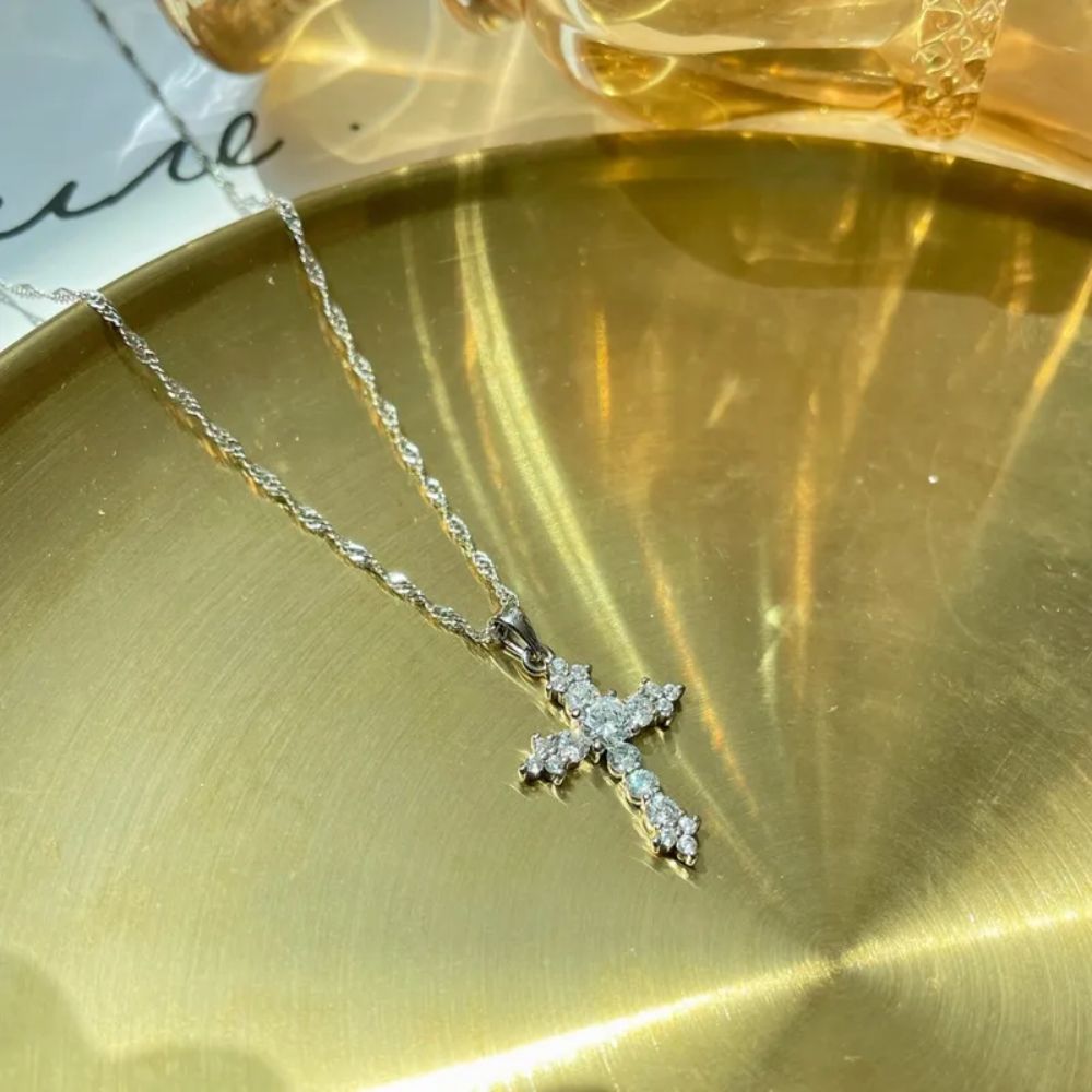 Inlay Cross Pendant Necklace