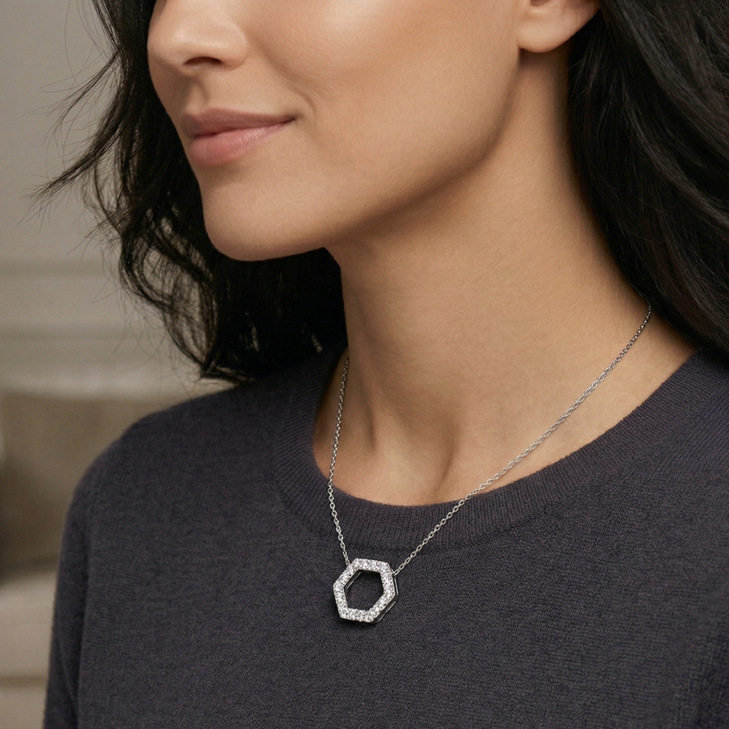 Hexagon Pendant Necklace