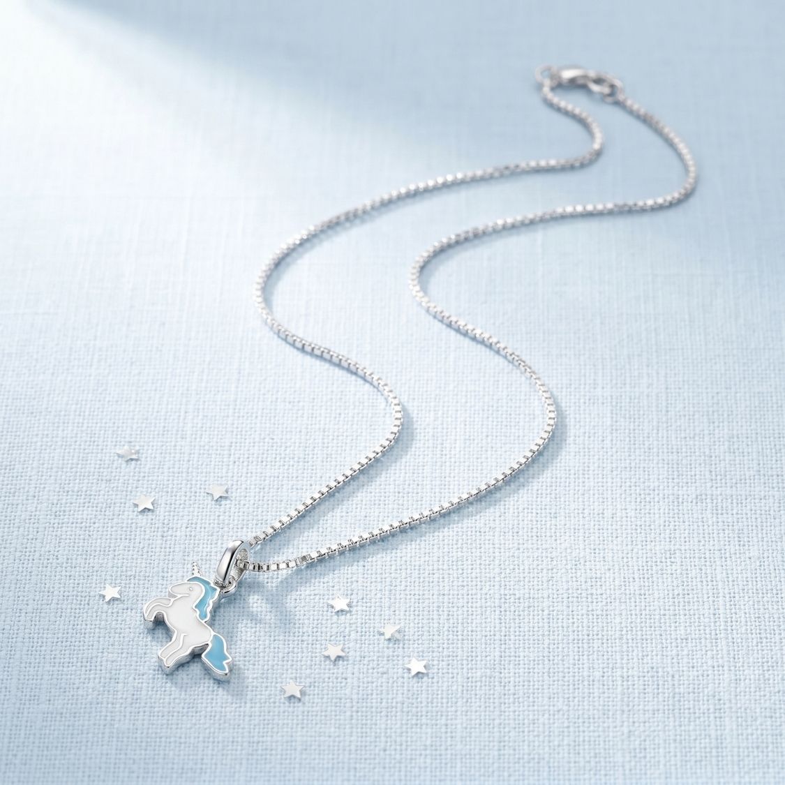 Blue Unicorn Enamel Kids Necklace