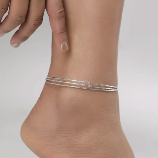 Layered 925 Silver Anklet
