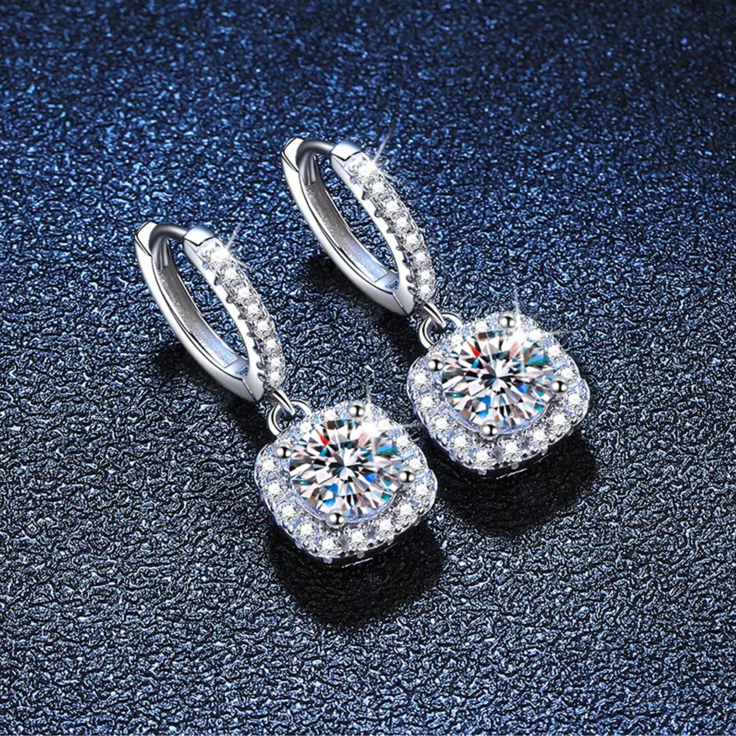 Cushion Halo Moissanite Earrings