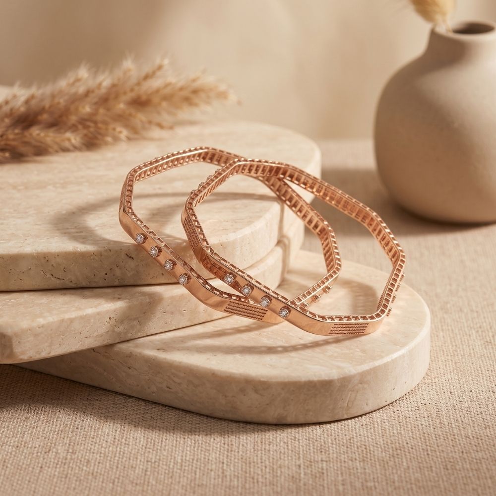 Rose Gold Square Profile Bangle