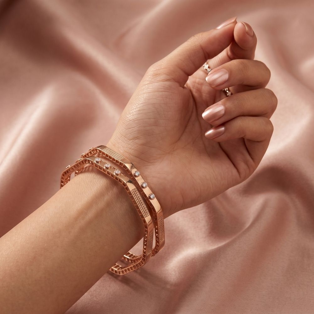 Rose Gold Square Profile Bangle