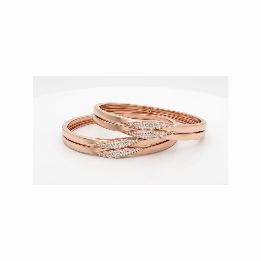 Twisted Pavé Leaf Bangle Set