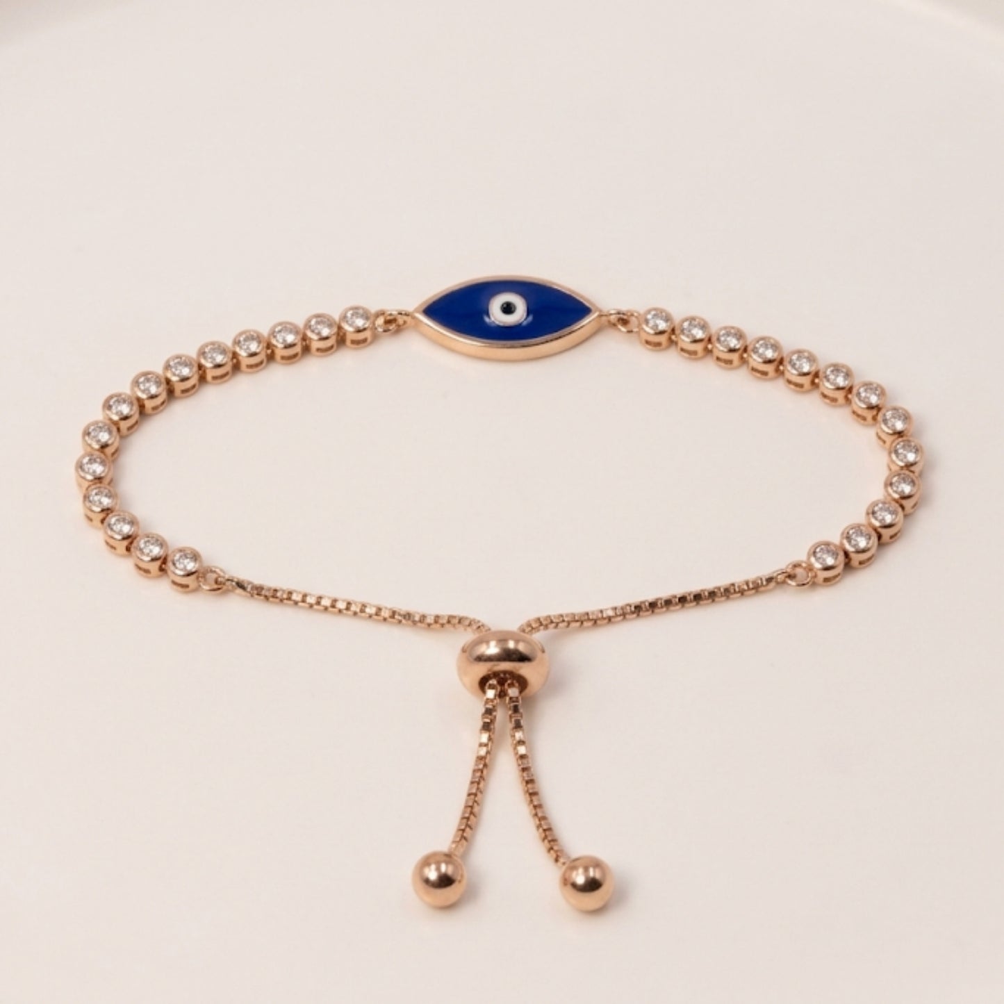 Rose Gold Evil Eye Tennis Slider