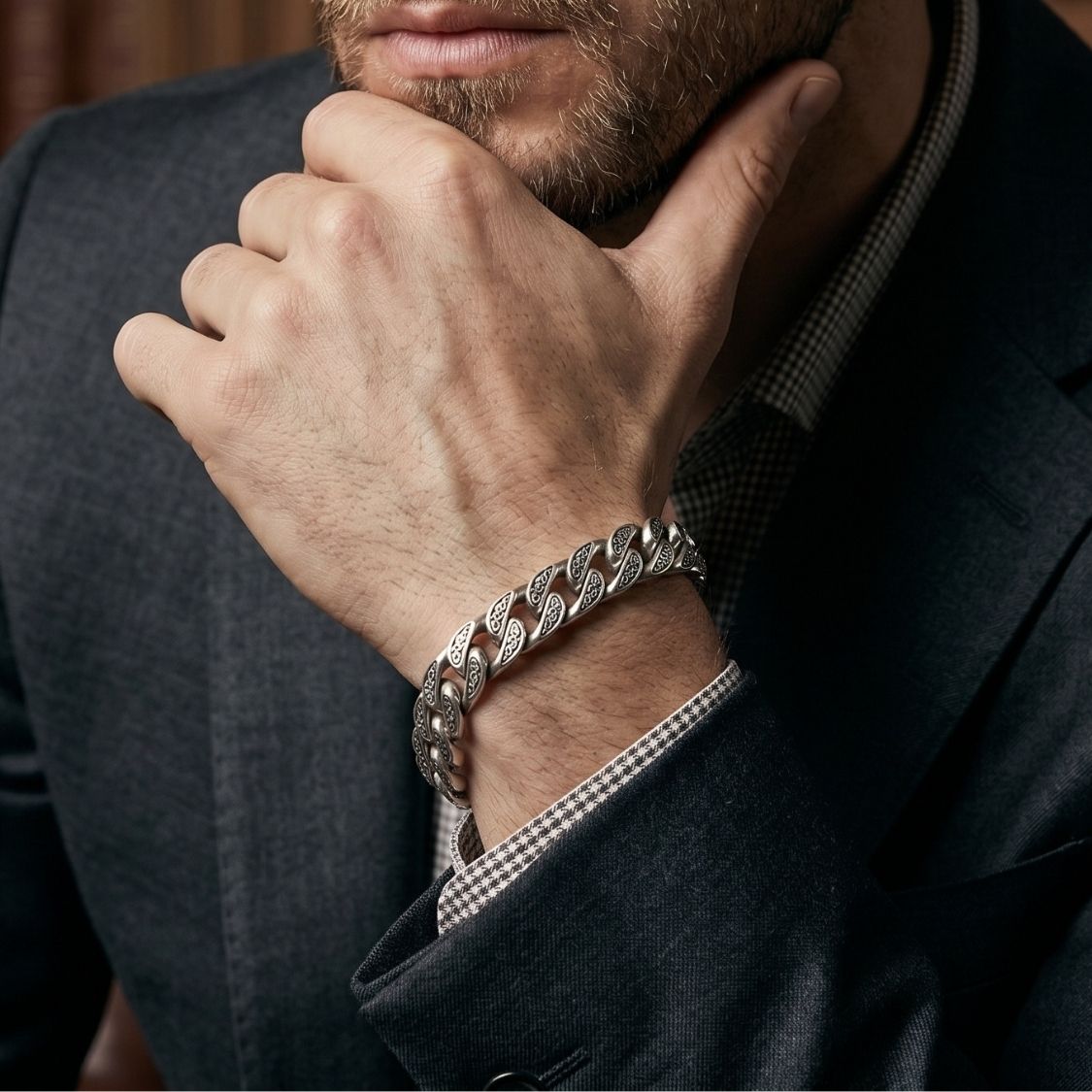 Men's Stone Cuban Link Bracelet