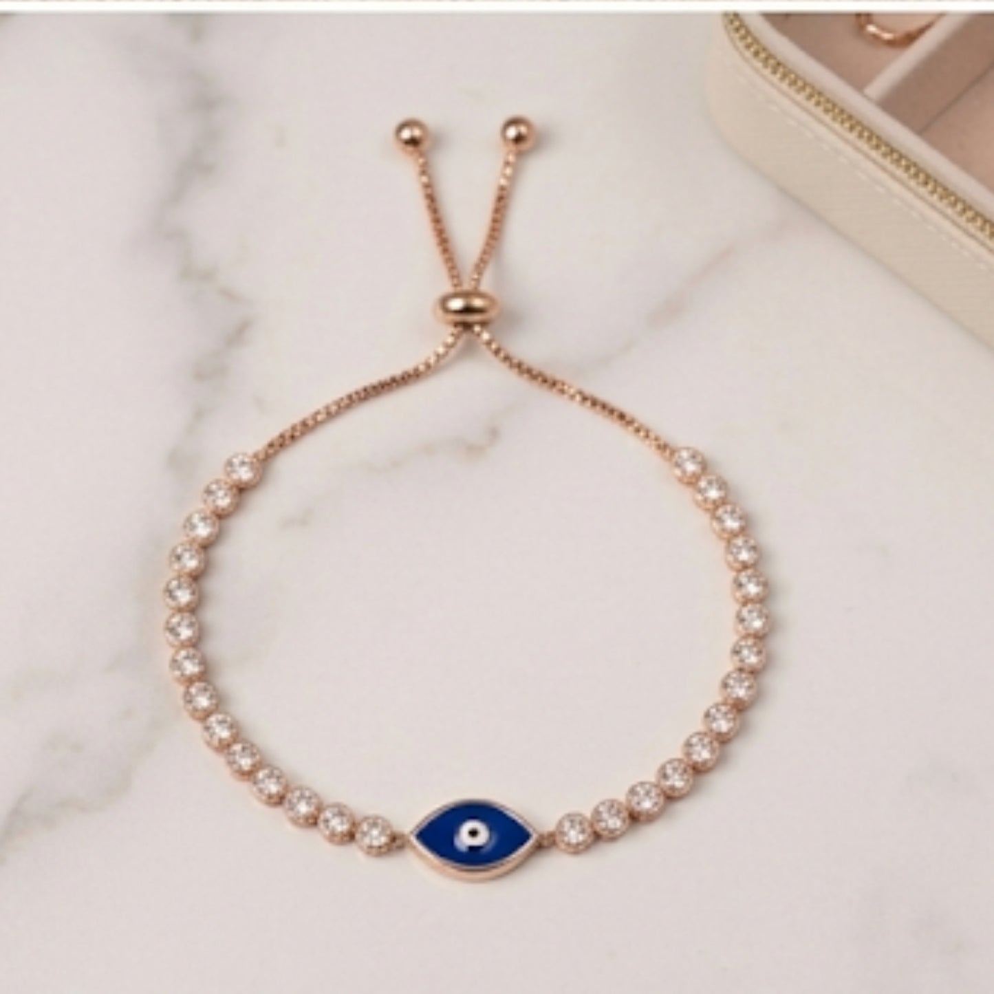 Rose Gold Evil Eye Tennis Slider