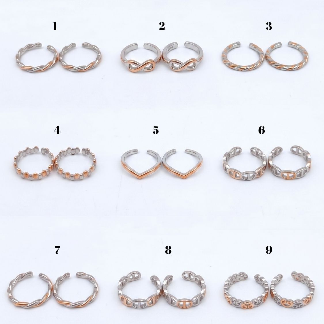 Duo Tone Toe Ring Set