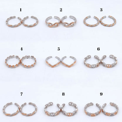 Duo Tone Toe Ring Set