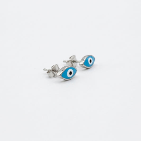 Sterling Silver Blue Enamel Eye Earrings