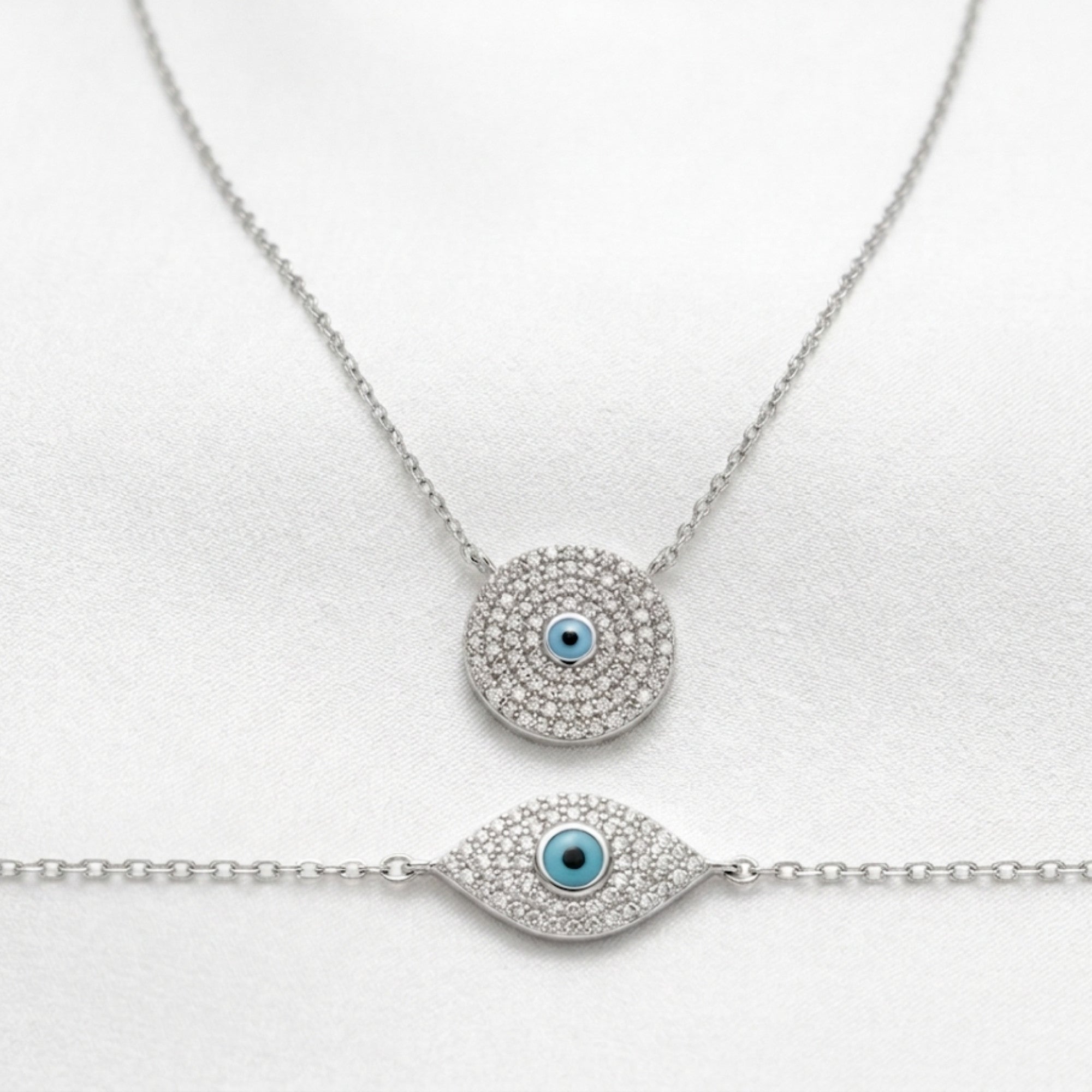 Iced-Out Nazar Necklace & Bracelet Set