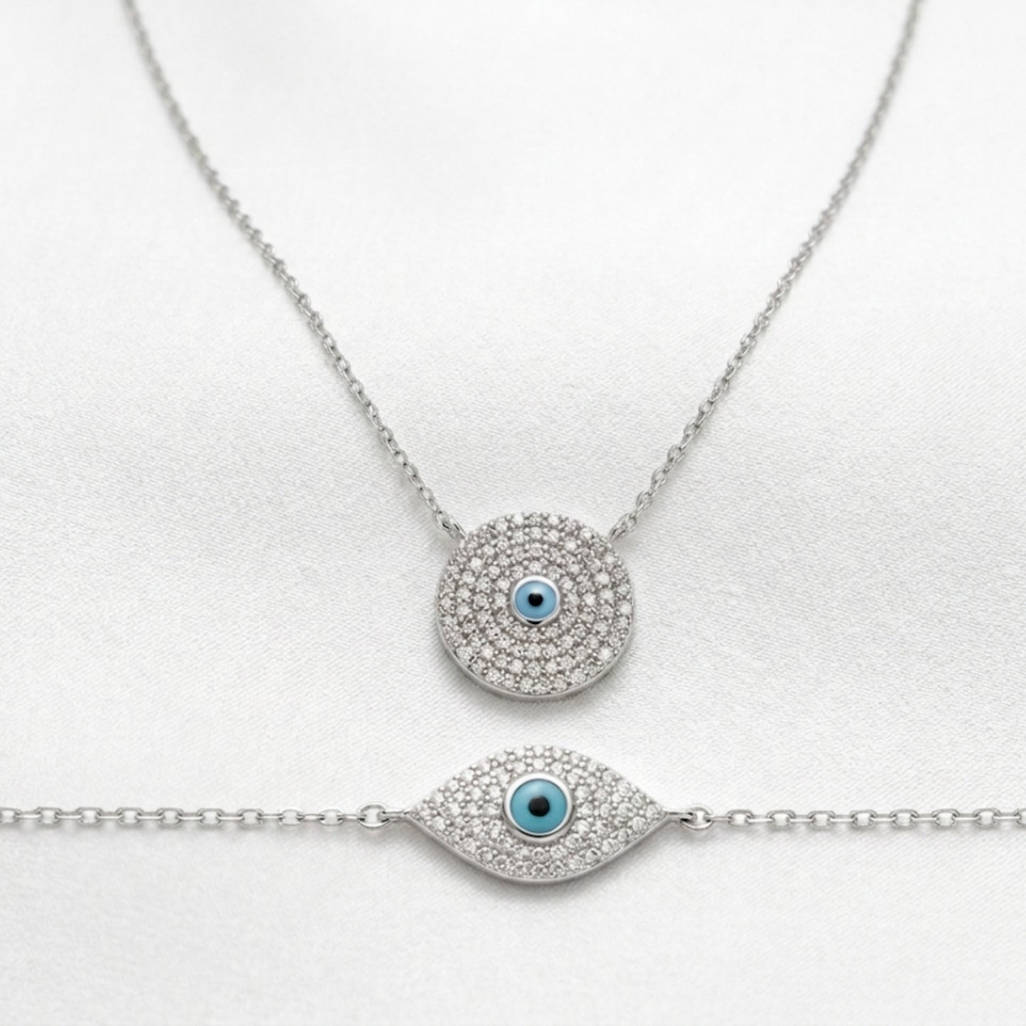 Iced-Out Nazar Necklace & Bracelet Set