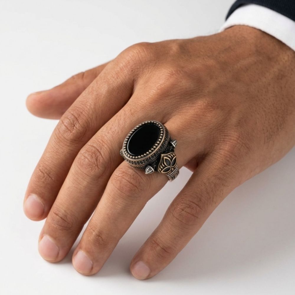 Ottoman Black Onyx Statement Ring