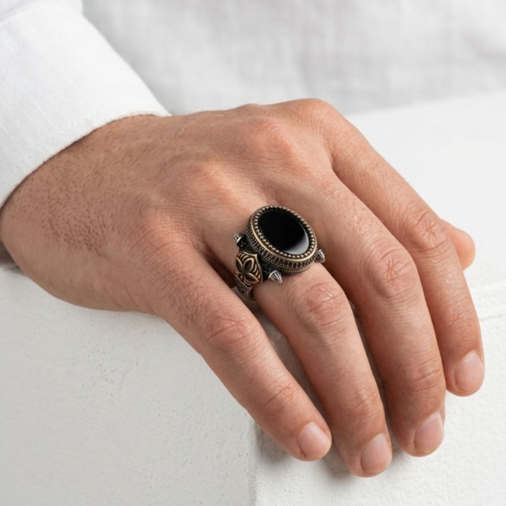 Ottoman Black Onyx Statement Ring