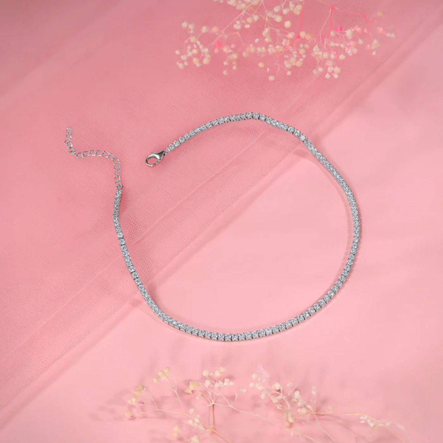 Silver Classic Tennis Anklet