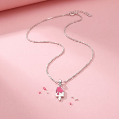 Strawberry Popsicle Enamel Kids Necklace