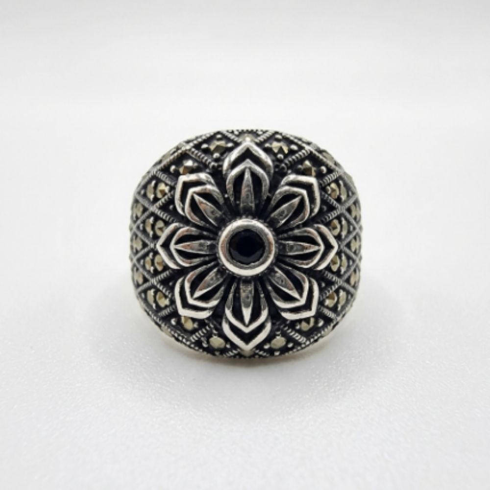 Marcasite Floral Dome Ring