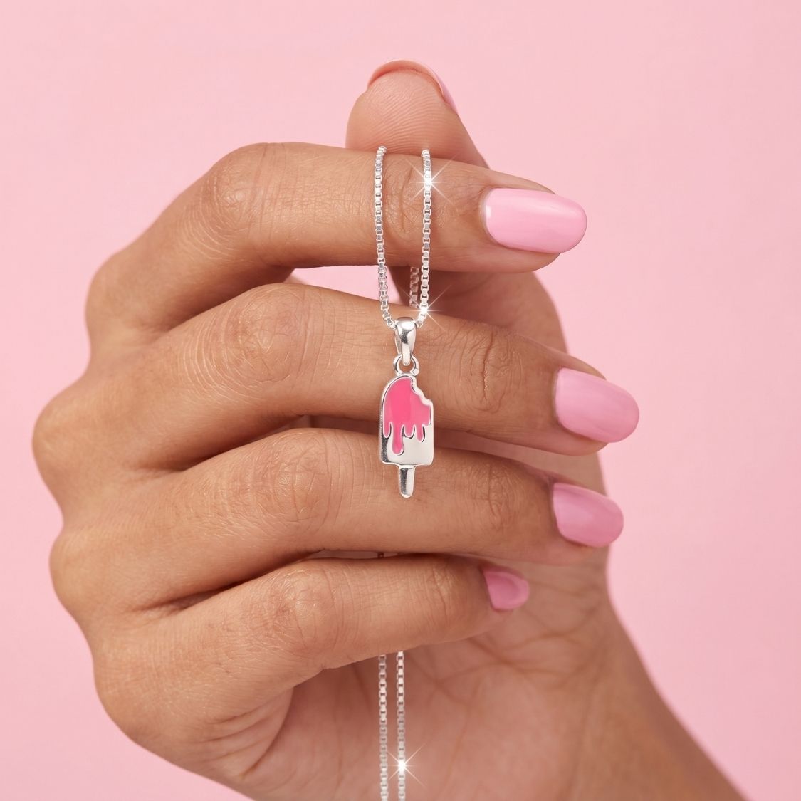 Strawberry Popsicle Enamel Kids Necklace