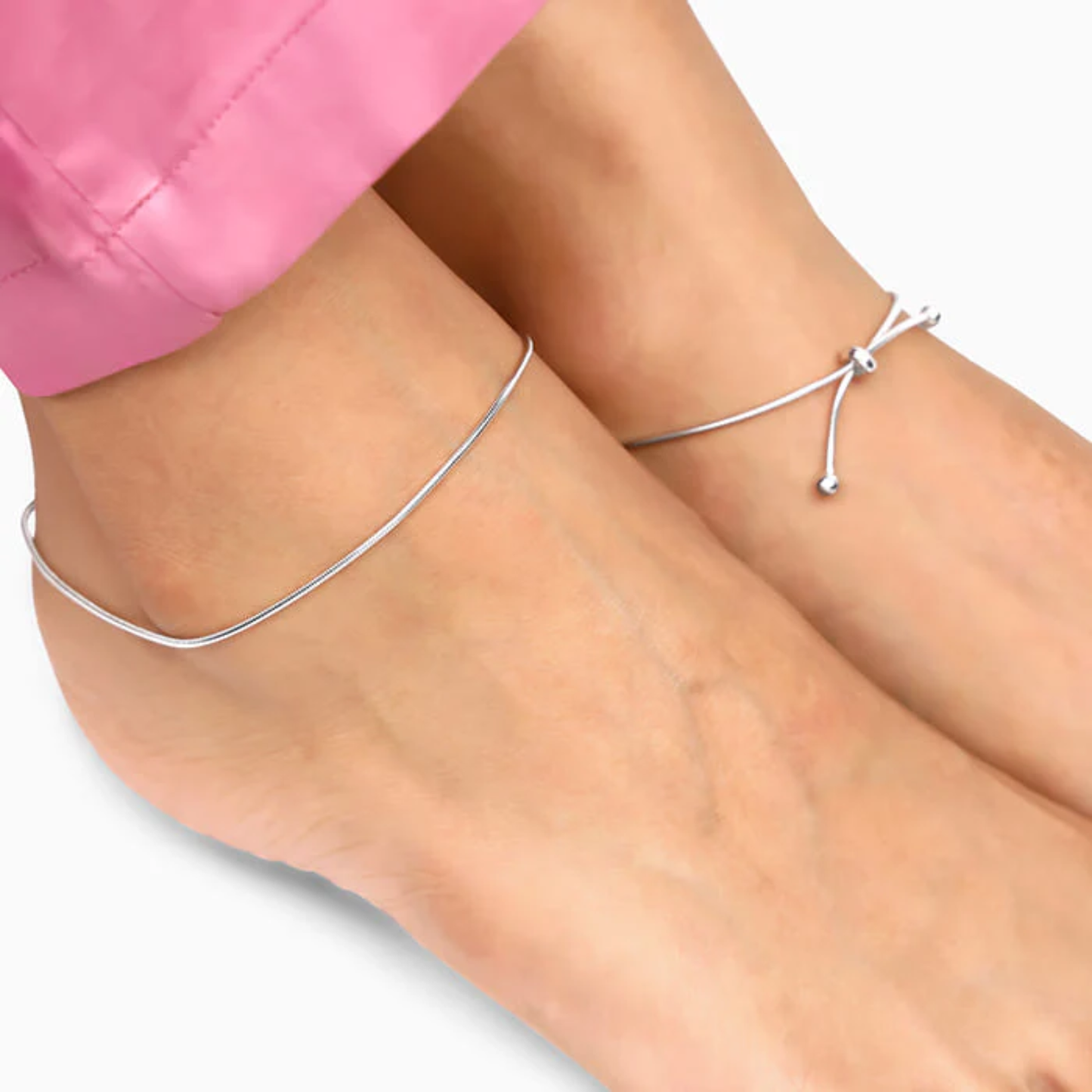 Silver Classic Slider Anklets