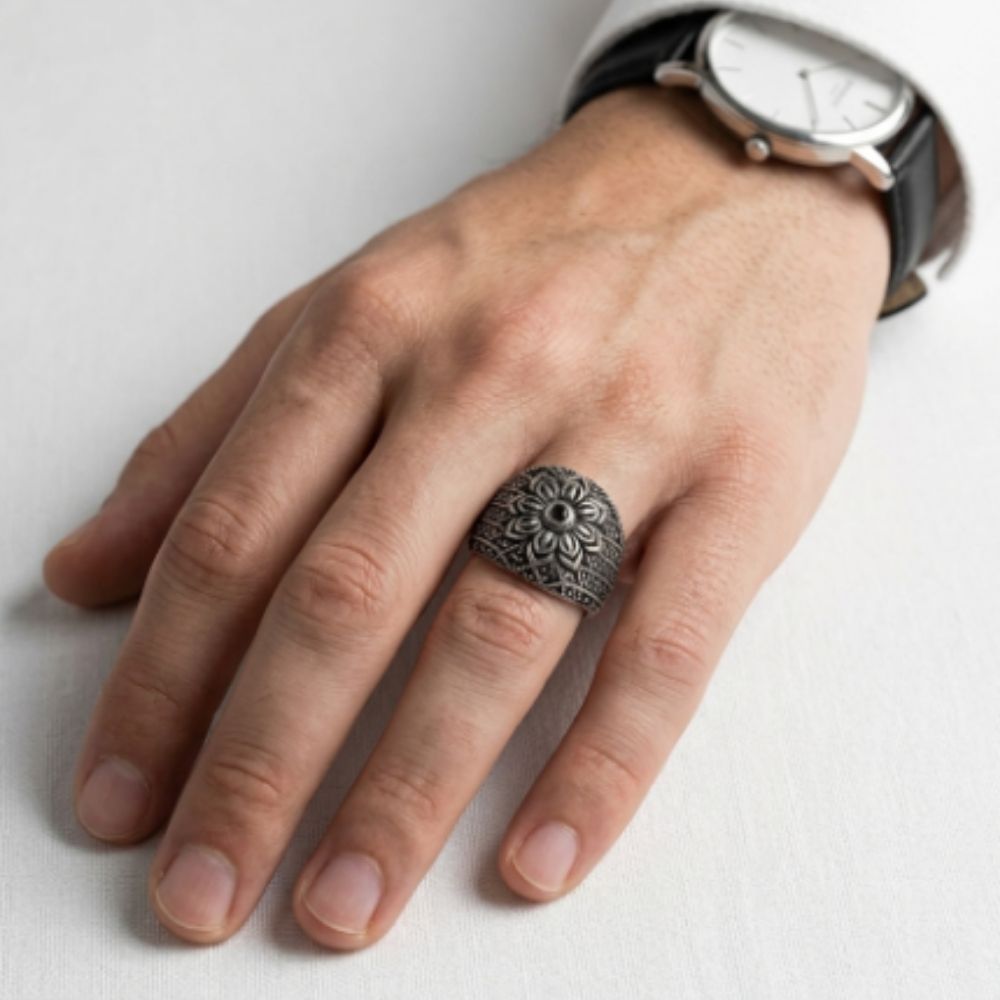 Marcasite Floral Dome Ring