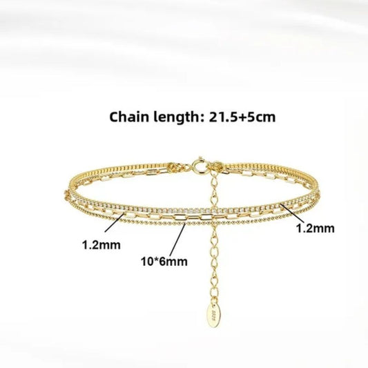 Triple Layered Anklets - Gold