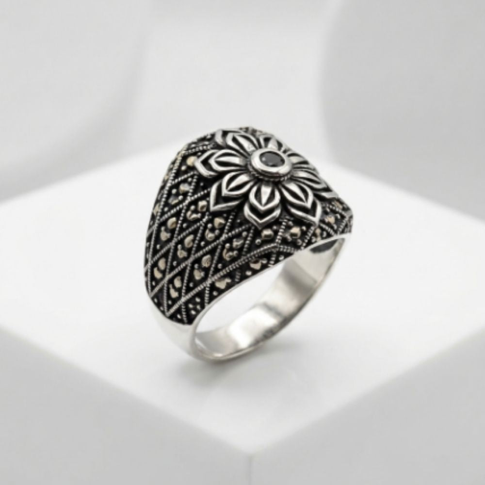 Marcasite Floral Dome Ring
