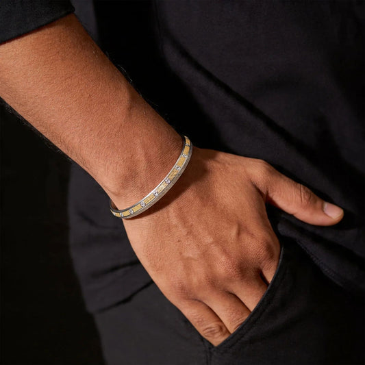 Dual-Tone Zircon Men Kada
