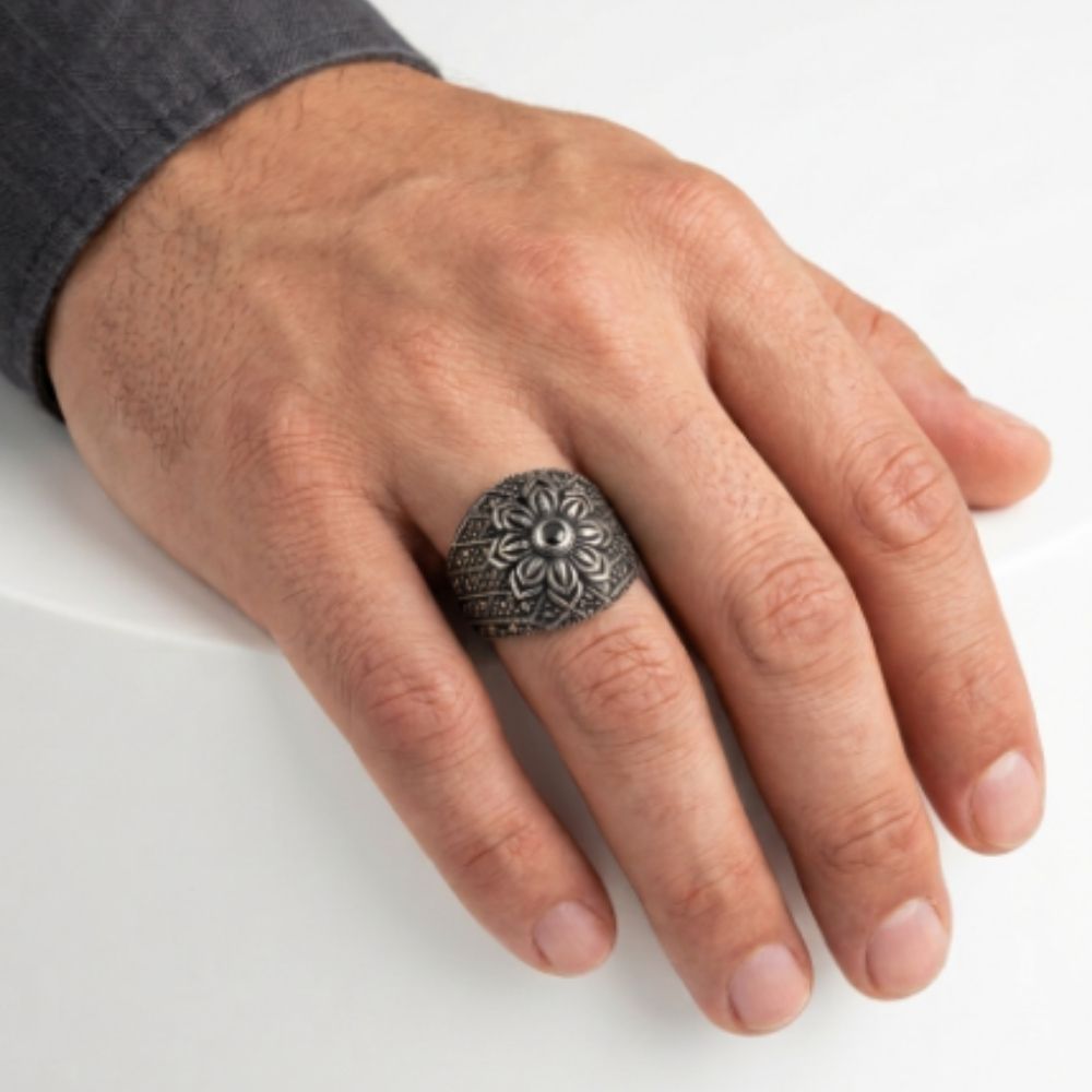 Marcasite Floral Dome Ring