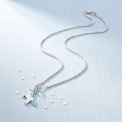 Blue Unicorn Enamel Kids Necklace