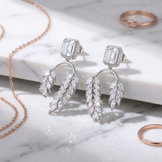 Botanical Arc Leaf Vine Drop Earrings