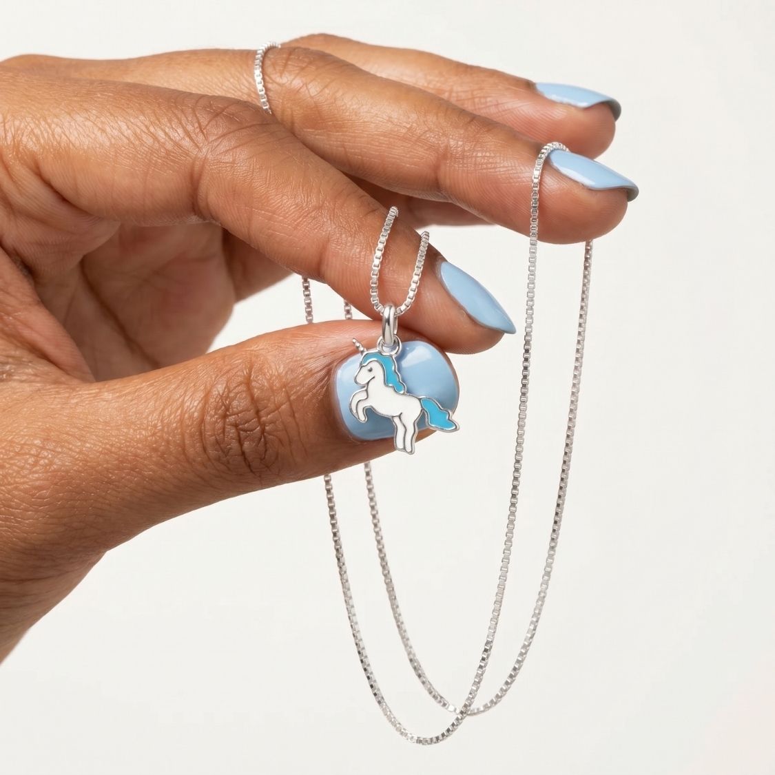 Blue Unicorn Enamel Kids Necklace
