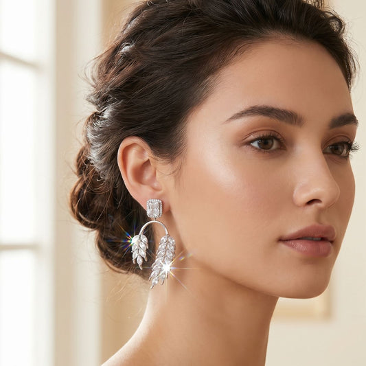 Botanical Arc Leaf Vine Drop Earrings
