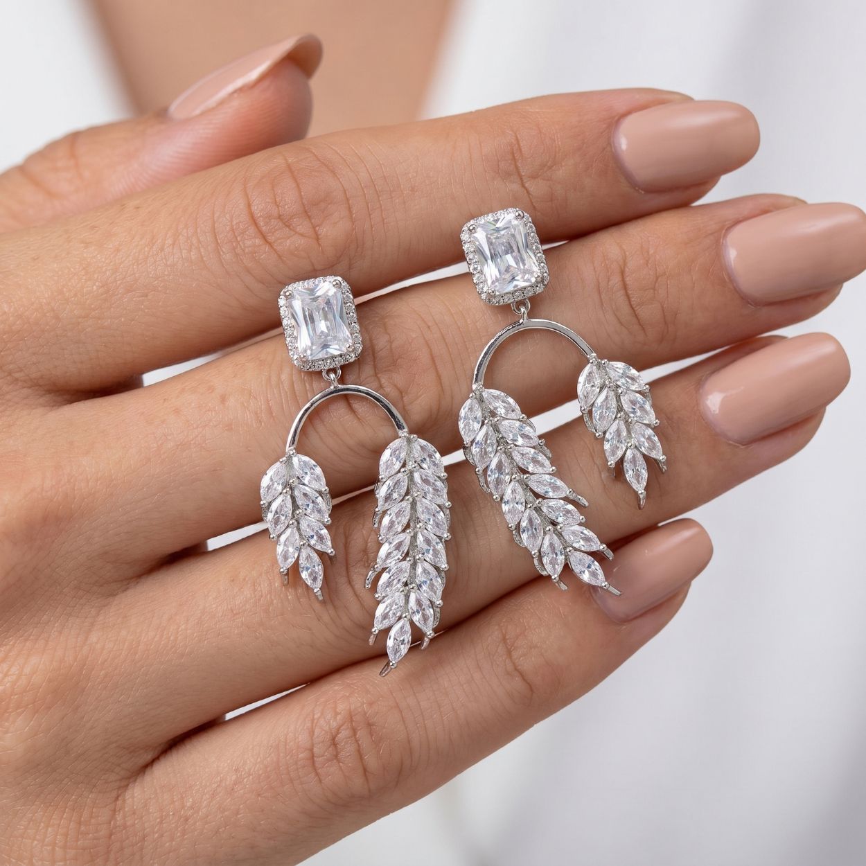 Botanical Arc Leaf Vine Drop Earrings