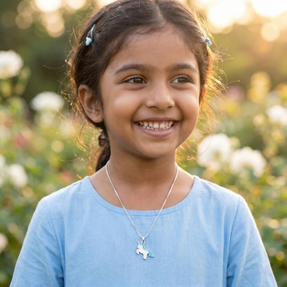 Blue Unicorn Enamel Kids Necklace