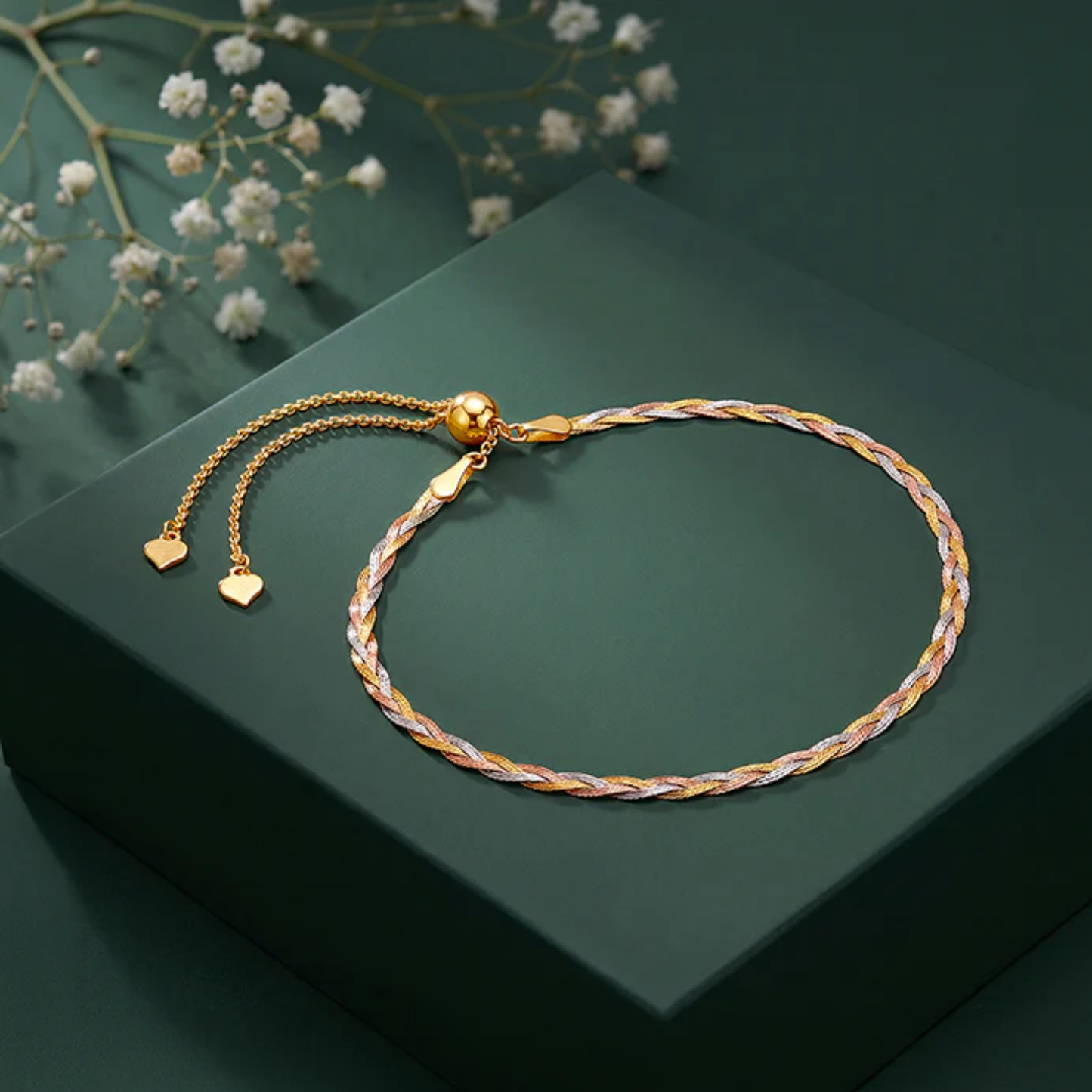 Triple Braided Silver Anklets