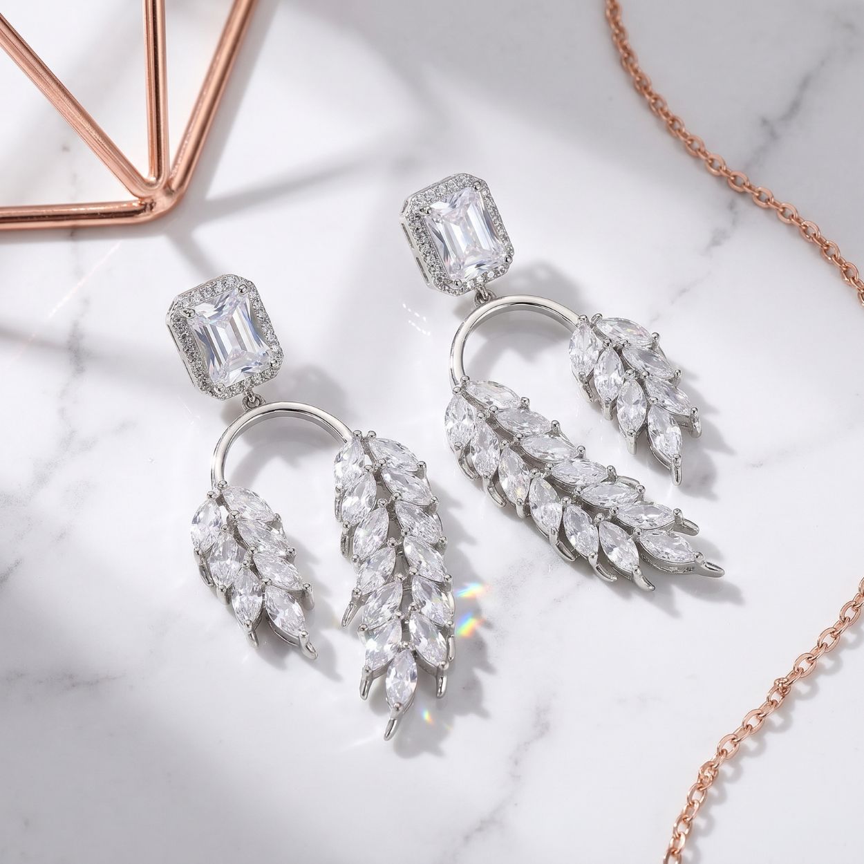 Botanical Arc Leaf Vine Drop Earrings