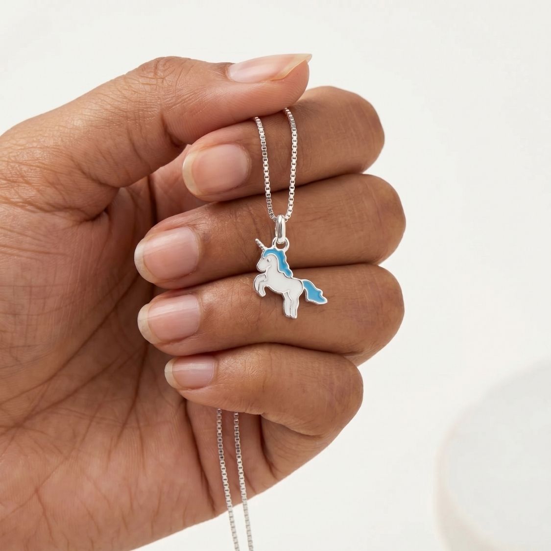 Blue Unicorn Enamel Kids Necklace