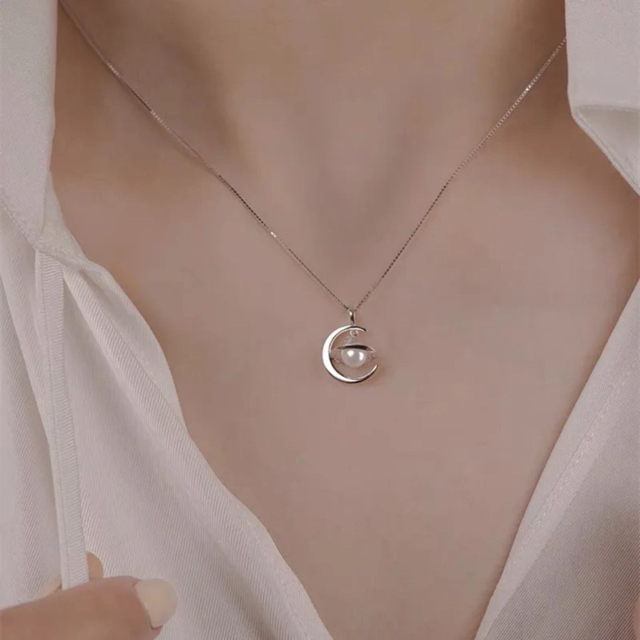 Lunar Orbit Pearl Necklace