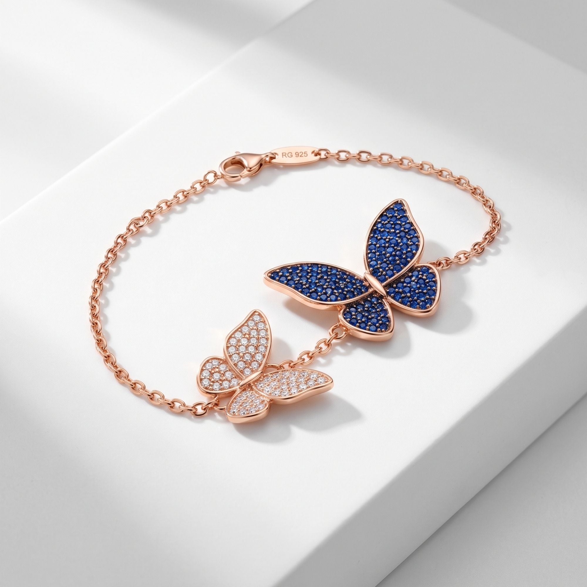 Sapphire Duo Butterfly Chain Bracelet