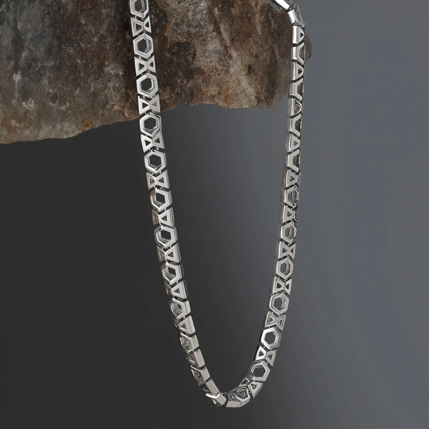 Hexa Link Silver Chain