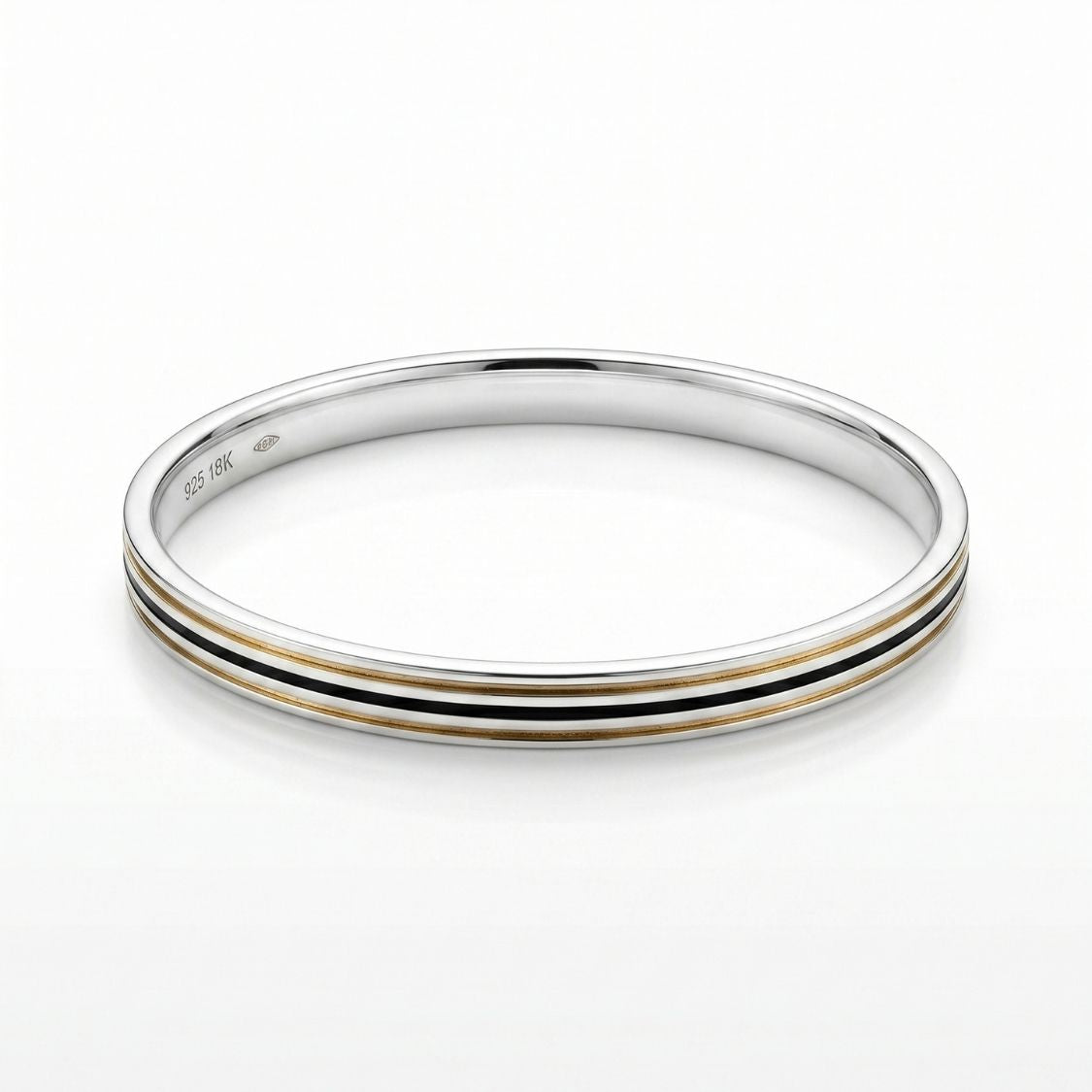 Dual Tone Stripe Men's Bangle
