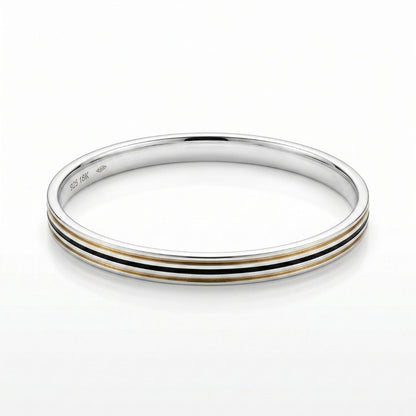 Dual Tone Stripe Men's Bangle