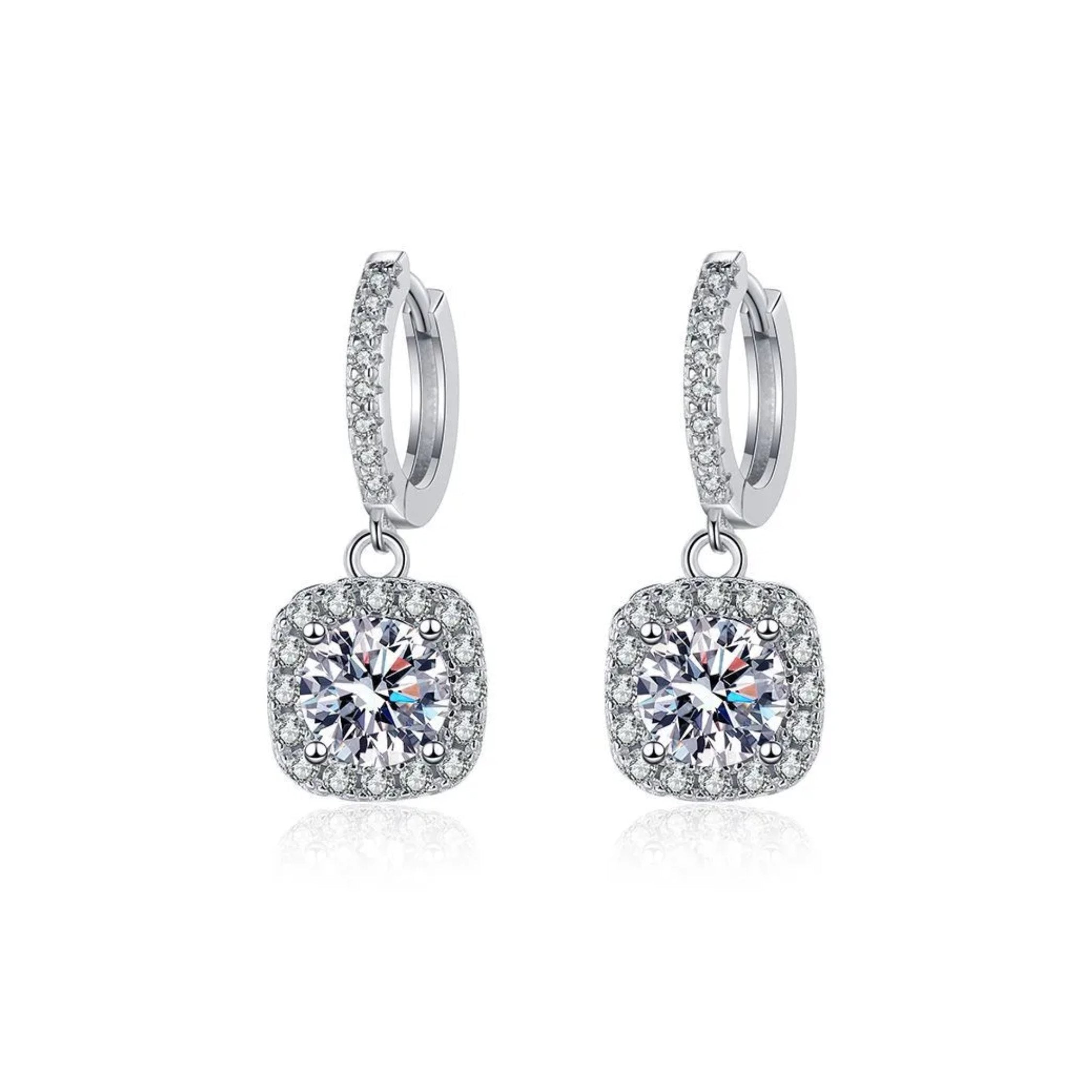 Cushion Halo Moissanite Earrings