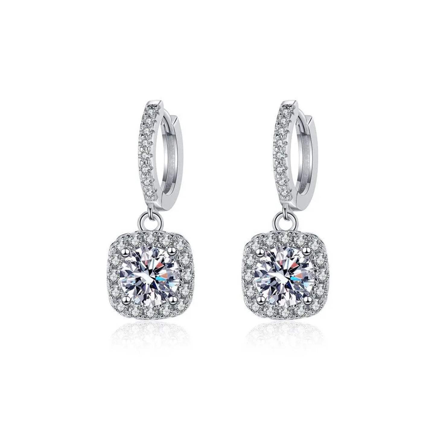Cushion Halo Moissanite Earrings