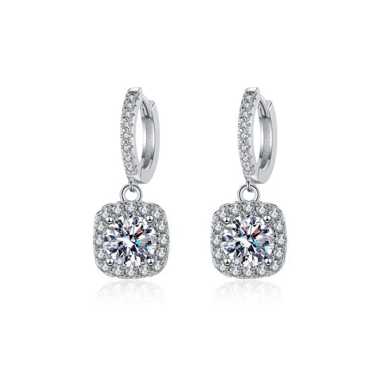 Cushion Halo Moissanite Earrings
