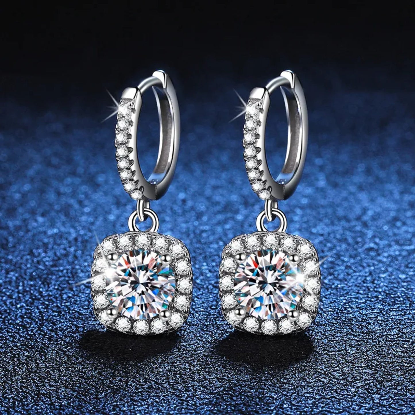 Cushion Halo Moissanite Earrings