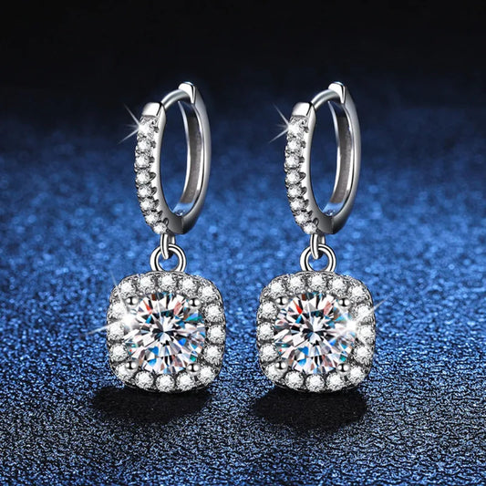 Cushion Halo Moissanite Earrings
