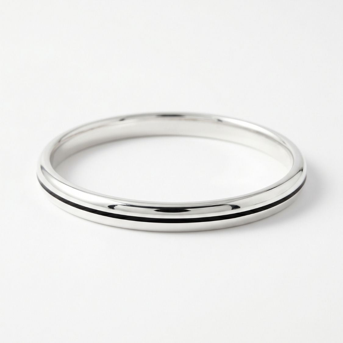 Black Line Silver Men's Bangle